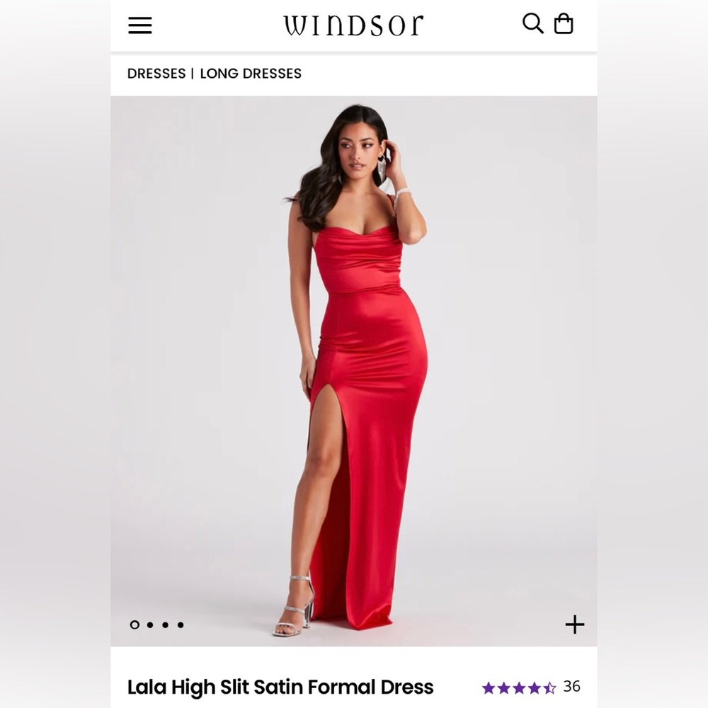 WINDSOR Lala High Slit Satin Formal Dress